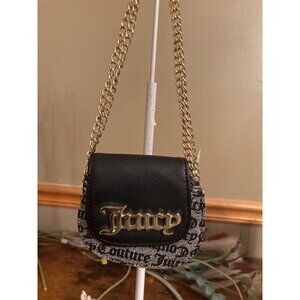 Juicy Couture Mini Chain Crossbody Bag With Logo Print & Gold Details